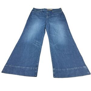 J Crew Women's '96 Denim Wide Leg Trouser Jeans Size 34 Blue NWT